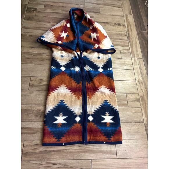 Biederlack Cuddle Wrap Snap Stadium Throw Aztec Tribal Blanket Zipper 77"x56" - Picture 1 of 15